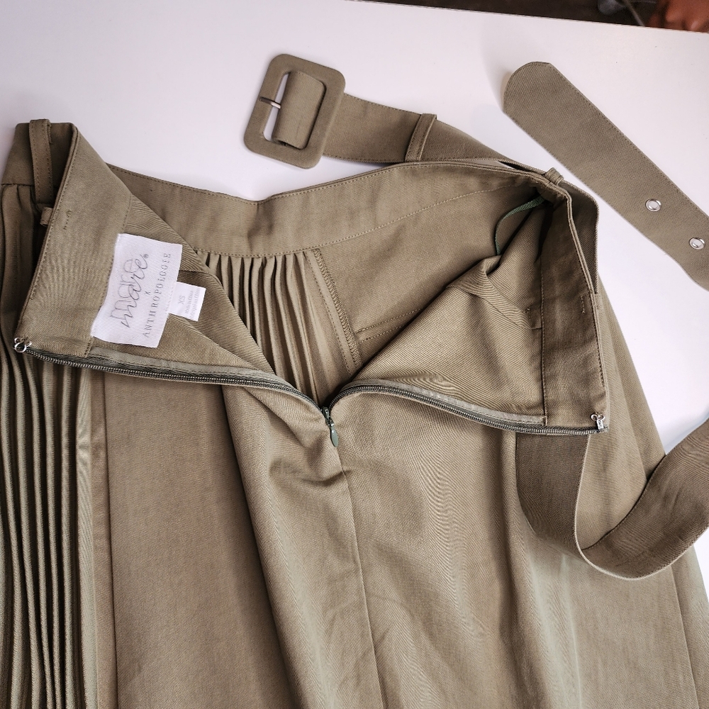 Mare Mare X Anthropologie Pleated Cargo Midi Skirt Sz XS - Picture 8 of 14